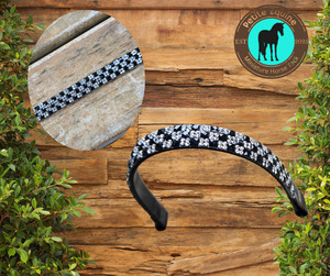 Miniature Show Halters And Accessories: J Hook Checkerboard Noseband -Black And Clear