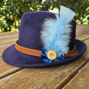 Hat Pins: Feather Hat Pin |Baby Blue With Rosette