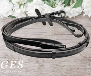 GES Leather Reins With Rubber Grip Back- Havana Brown