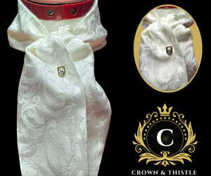Ivory Damask Satin Stock Self Tie