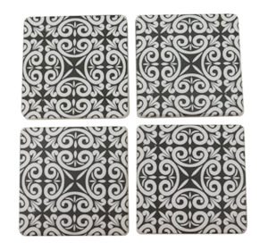 WAVE COASTERS - CHARCOAL & IVORY (SET OF 4)