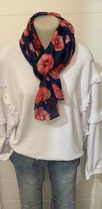 Fashion: POPPY SCARF - NAVY AND RED
