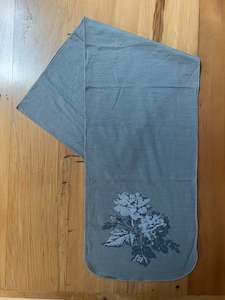 Foxy Home: MERINO PRINTED SCARF - Grey Marl with Grey Flower