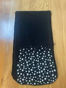 Foxy Home: MERINO PRINTED SCARF - Black with Silver Stars