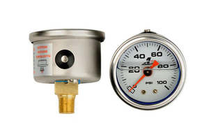 Fuel Pressure Gauges: 0-100psi Liquid Filled Fuel Pressure Gauge 1/8 npt 1.5" Aeromotive