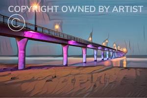 Posters Prints New Brighton: Pier in Purple