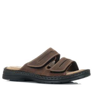 Mens Wide Fit Sandals: Hush Puppies Slider Brown