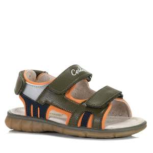 Youths Sandals: Grosby Greyson Khaki/Orange