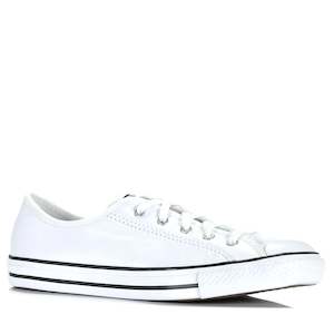 Womens Sneakers: Converse Chuck Taylor Dainty Leather Low White/Black