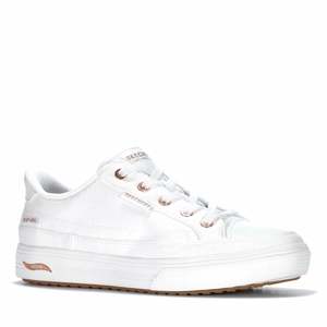 Womens Sneakers: Skechers Arch Fit Arcade - See Ya There Wide White 177197