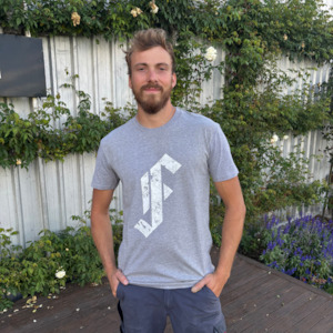 Framingham 'F' Tee Shirt White on Grey - Male