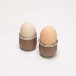Egg cup by Driving Creek Pottery made in the Coromandel, Aotearoa, two colours