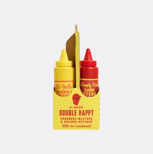 Under 20: Double Happy mustard and ketchup pair by Al Brown made in Auckland, Aotearoa