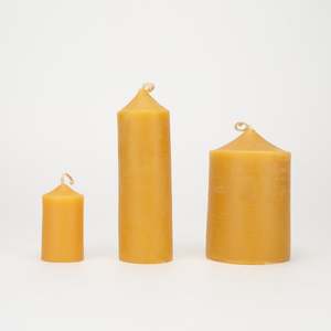 All: Hōhepa pillar candle made in Hawkes Bay, Aotearoa, three sizes