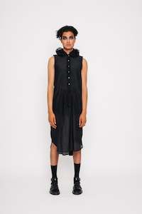 SLEEVELESS BIBBED SHIRT DRESS 001 - BLACK