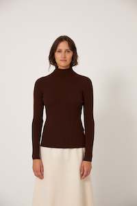 Tops Vests: Heart Turtle Neck - Chestnut