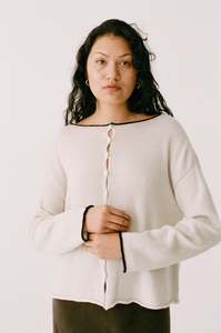 Trimmed Doll's Reversible Cardigan - Ivory & Black