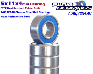 Plaig Bearings 5x11x4mm Bearing - Rubber Seals - MR115-2RS