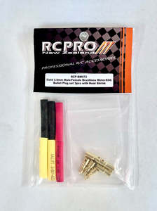 Connectors Plugs Wire: RC PRO Gold 3.5mm Male/Female Brushless Motor/ESC Bullet Plug set (3)