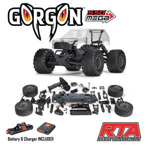 Replacement Parts 1: Arrma 1/10 GORGON 4X2 MEGA 550 Brushed Monster Truck Ready-To-Assemble Kit "Clear Body"