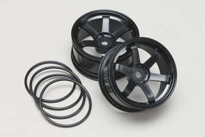 Yokomo Drift Wheel 6 Spoke 5mm Offset (Black)
