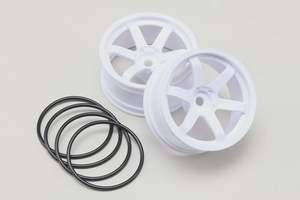 Yokomo Drift Wheel 6 Spoke 7mm Offset (White)