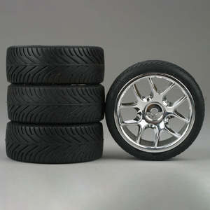 1 10 Onroad Tyres Premounts: Duratrax 10-Spoke Chrome Wheel, Radial (4)