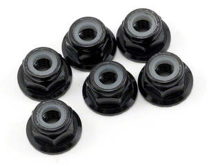 Wheel Nuts: LOSI 4MM SERRATED LOCK NUTS BLACK 6PK
