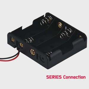 Electronics: Battery Holder -4 AA Battery Box Black With Wire Leads Plastic Battery Holder Case