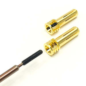 Electronics: Trinity Certified Adjustable 5mm Pure Copper Gold Plated Bullet Connector, Male (2)