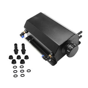 Universal 2L Coolant Radiator Overflow Recovery Tank Bottle Aluminum Black