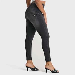 Freddy Wrup Curvy Denim And Fashion: WRUP SNUG Curvy Jeans - High Waisted - Full Length - Black + Black Stitching