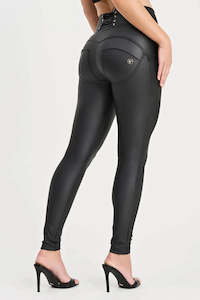 WRUP Corset Faux Leather - High Waisted - Full Length - Black