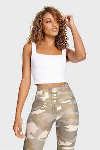 WRUP Fashion 3 Button - High Waisted - 7/8 Length - Glitter Gold Camo