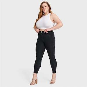 WRUP Curvy Denim - High Waisted - 7/8 Length - Black + Black Stitching