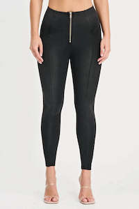 High Waist 7 8 Length: WRUP Denim with Feature Seam - High Waisted - 7/8 Length - Black + Black Stitching