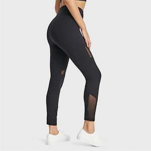 Warehouse Sale Womens Pants: Superfit Diwo Pro With Mesh Detailing - High Waisted - 7/8 Length - Black