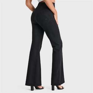 WRUP Denim - High Waisted - Super Flare - Black + Black Stitching