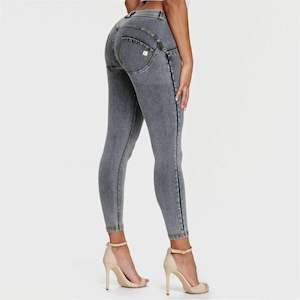 WRUP Denim - Mid Rise - 7/8 Length - Grey + Yellow Stitching