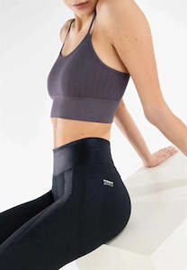 Activewear: WRUP Diwo Sport - High Waisted - 7/8 Length - Black with Lurex Waistband