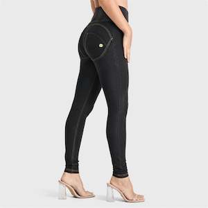 Warehouse Sale Womens Pants: WRUP Denim - High Waisted - Full Length - Black + Yellow Stitching