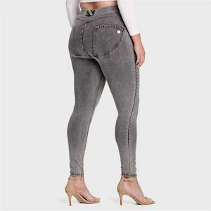 Picked Just For You Grey High Waist: WRUP Curvy Denim - High Waisted - Full Length - Grey + Yellow Stitching