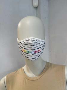 Under 50: Face Mask - White + Rainbow Text