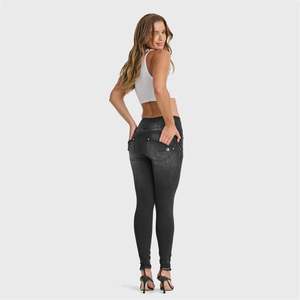 WRUP SNUG Jeans - High Waisted - Full Length - Black + Black Stitching