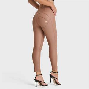 WRUP Faux Leather - High Waisted - 7/8 Length - Mocha