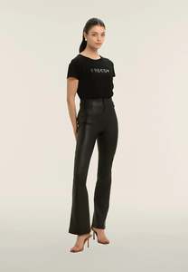 WRUP Faux Leather Criss Cross Detail - High Waited - Flare - Black