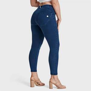 WRUP Curvy Denim - High Waisted - 7/8 Length - Blue + Blue Stitching
