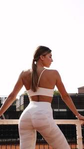 Women's Activewear Leggings - High Waisted - Full Length - Cream Camo