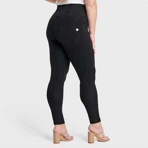 WRUP Curvy Denim - Zip High Waisted - Full Length - Black + Black Stitching