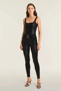 Full Price Items 1: WRUP Velvet Leather with Buckle - High Waisted - Full Length - Black
